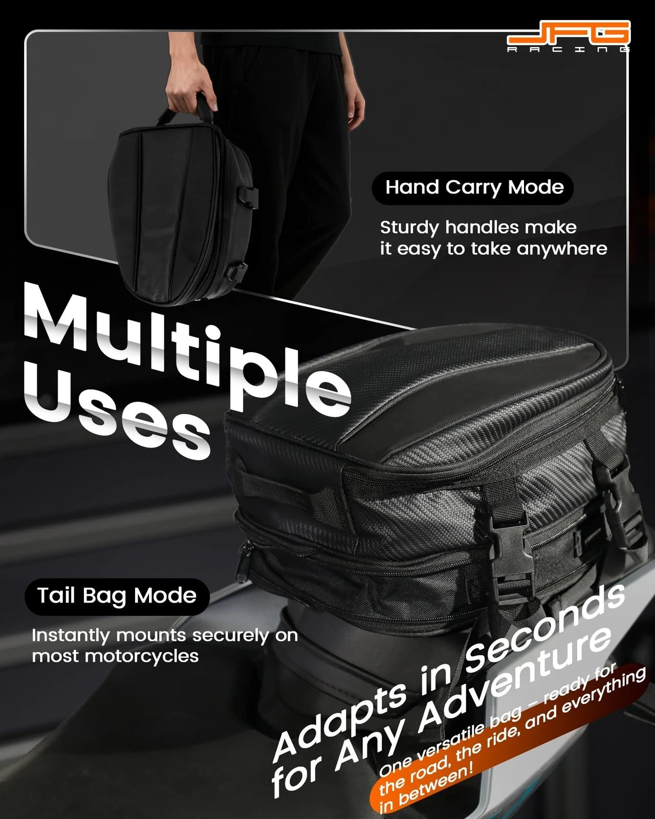 Motorcycle Tail Bag,Universal 11.5L Multifunctional Rear Seat Luggage Bags for M