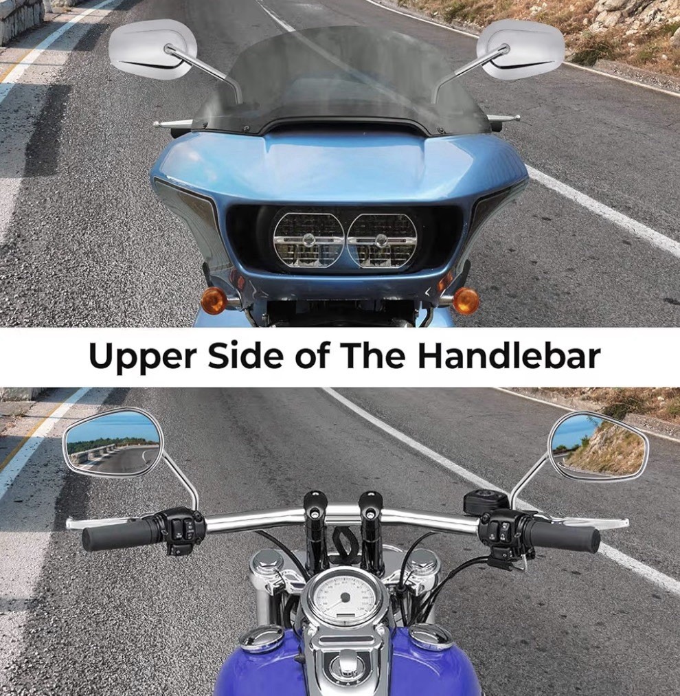 KEMIMOTO Motorcycle Mirrors M8 Rear View Side Handlebar Mirrors 360 Degree Adj.