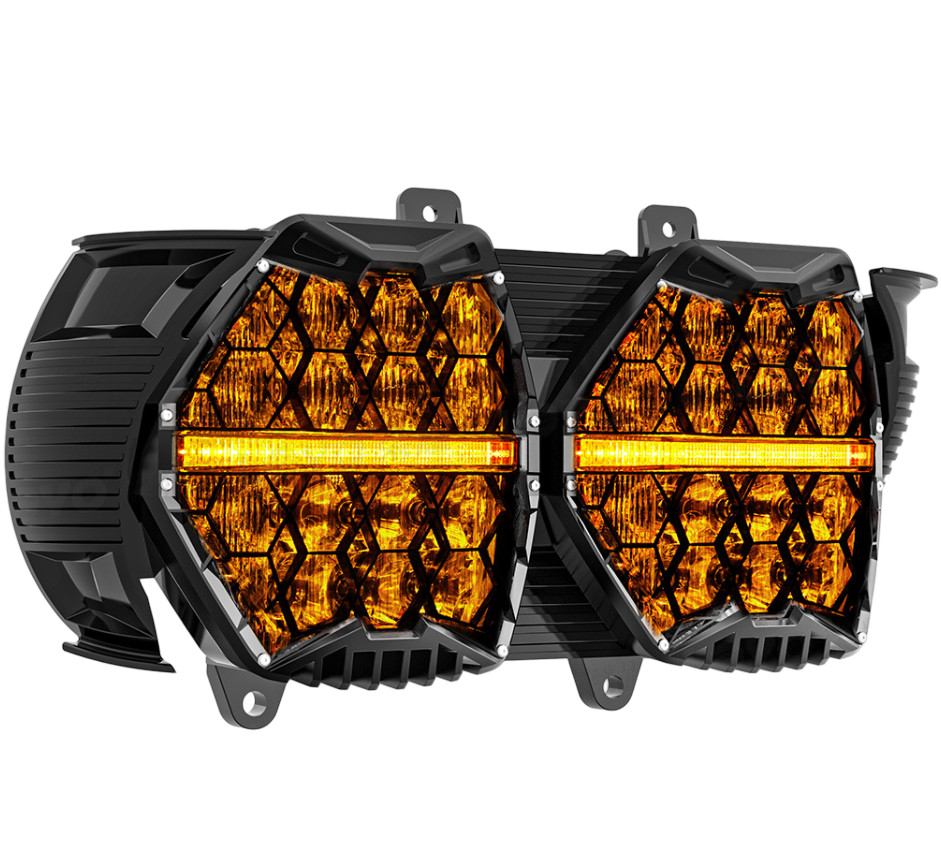 LED Dual Headlight Amber DRL,white Hi/Low beam For Harley Road Glide 2015-2023