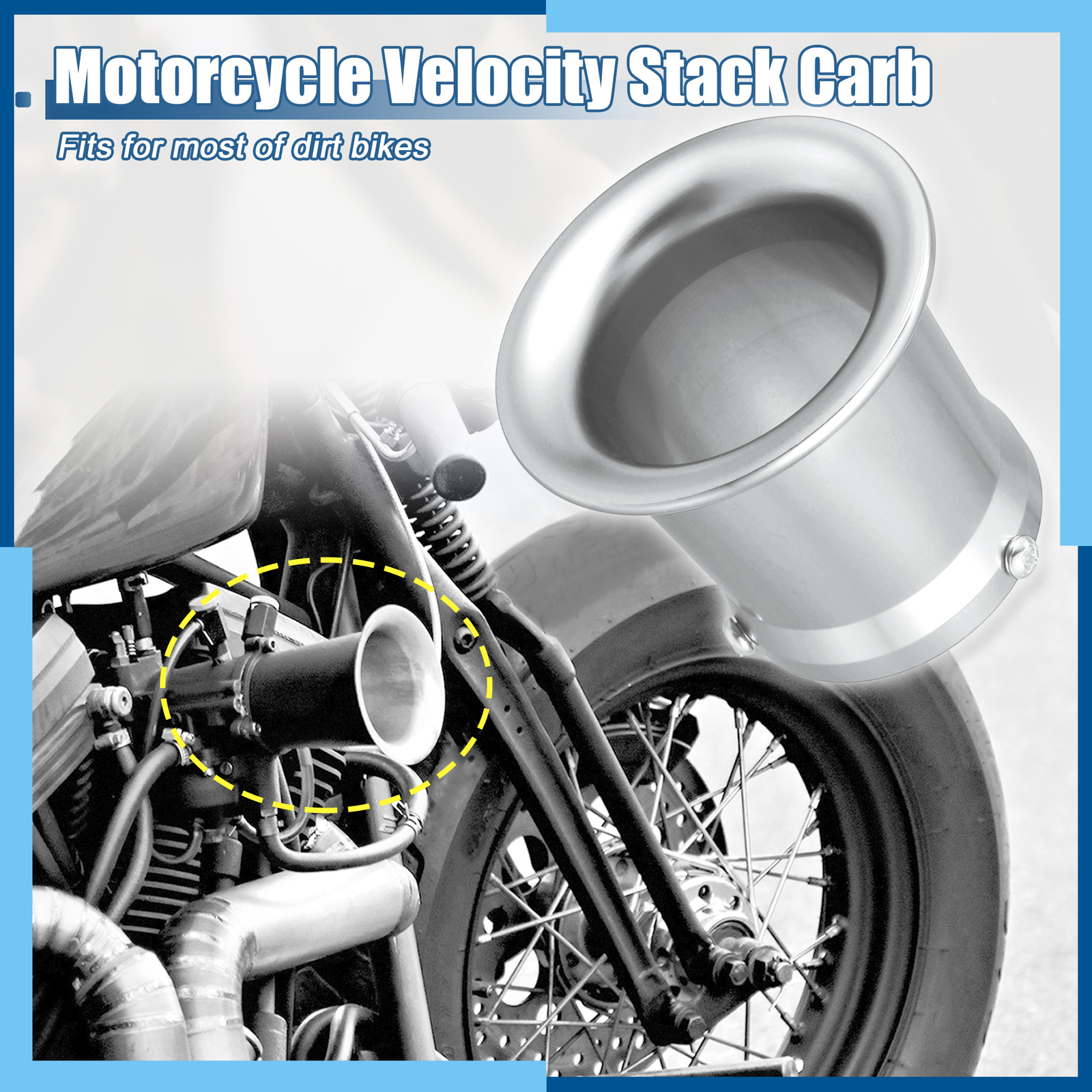 Universal Pack (1) 55mm Motorcycle Velocity Stack Carb Carburetor