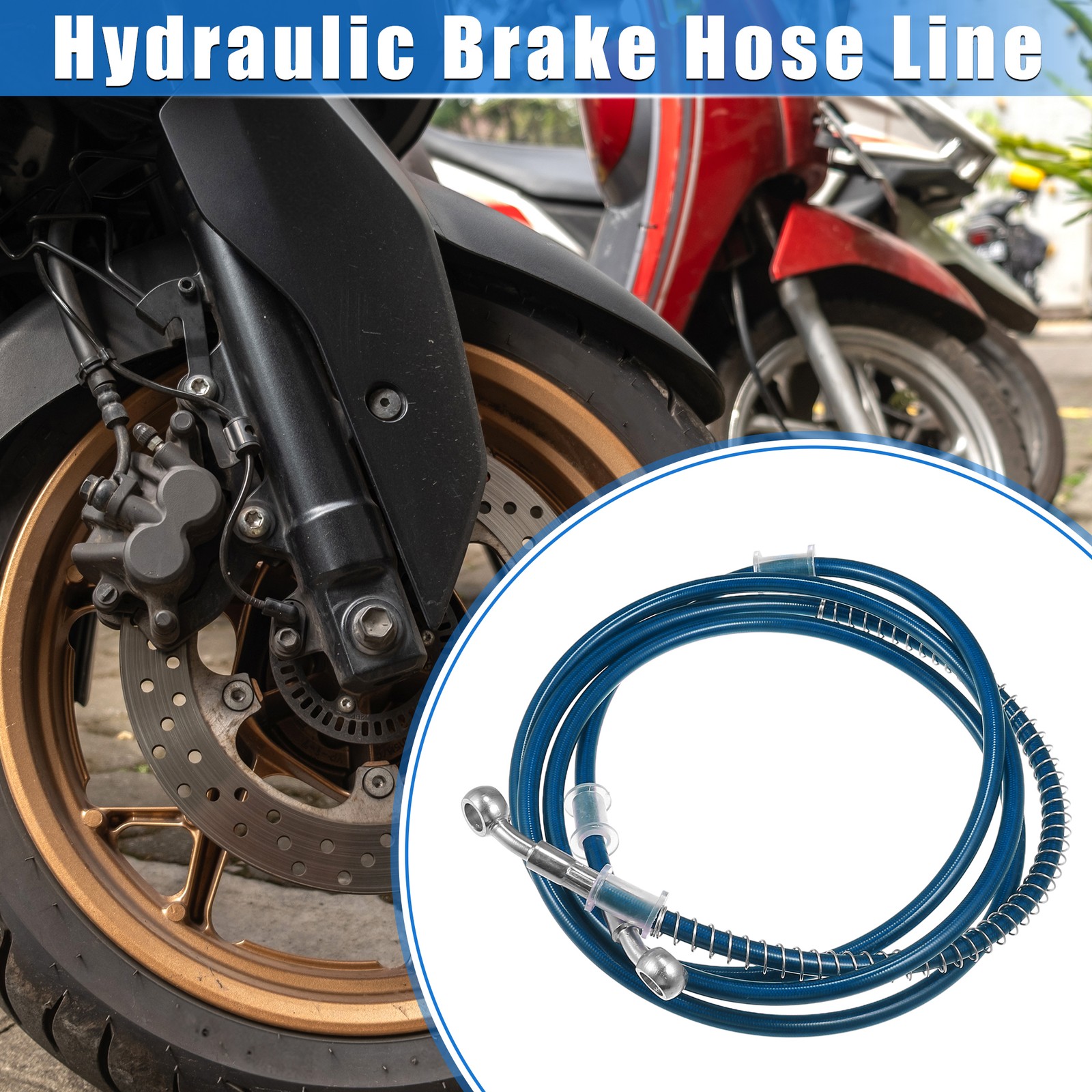 Motorcycle 220cm 86.61″ 10mm 0.39″ Hydraulic Brake Hose Line Pipeline Blue