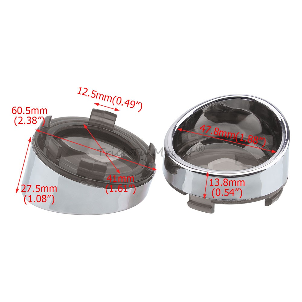 4PCS Smoke Turn Signal Light Lens Cover Chrome Bezel Visor For Harley Softail US