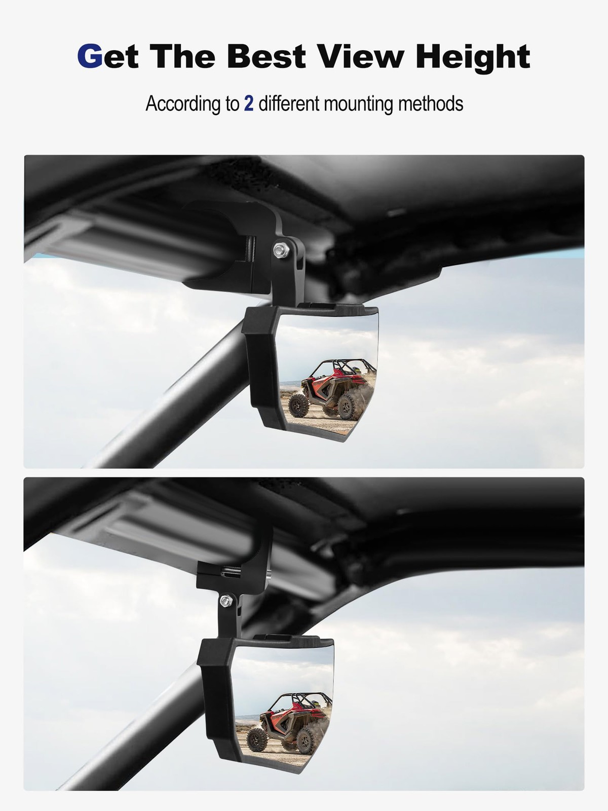 UTV Rear View Mirror, Adjustable SXS RZR Center Rearview Mirror with Aluminum…