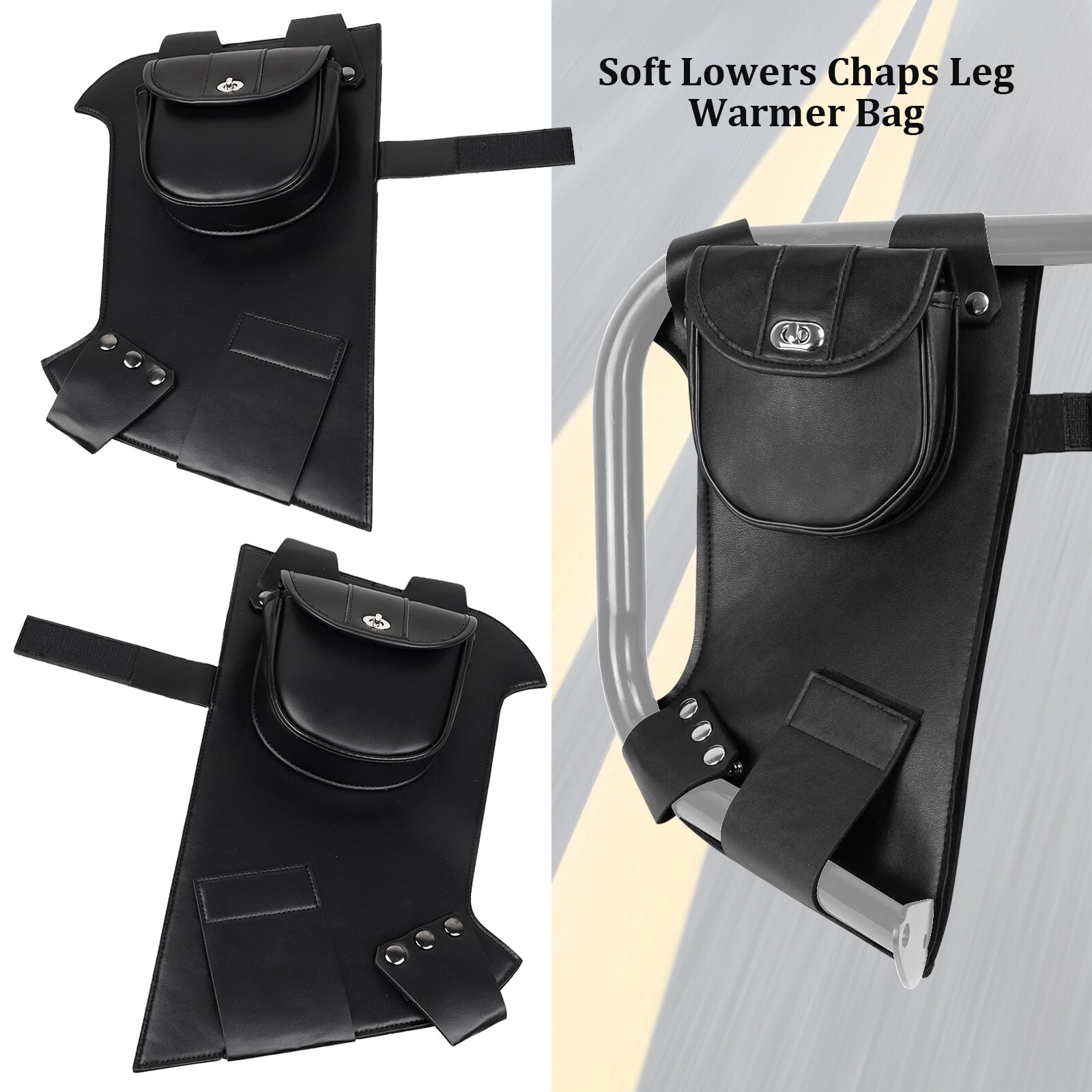 Synthetic Leather Soft Lowers Chaps Leg Warmer Bag For Harley Touring 1980-2023