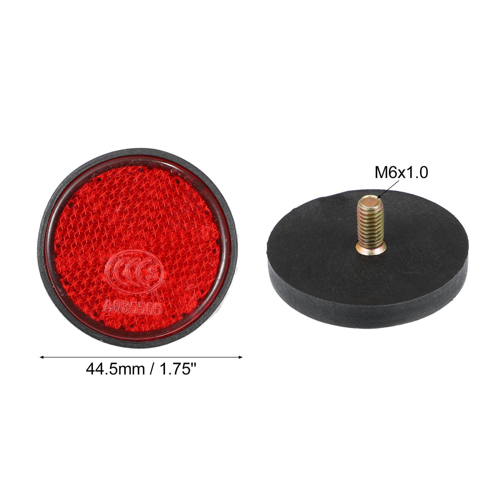 2pcs M6x1.0 Red Universal Screw Mount Round Warning Reflector for Motorcycle