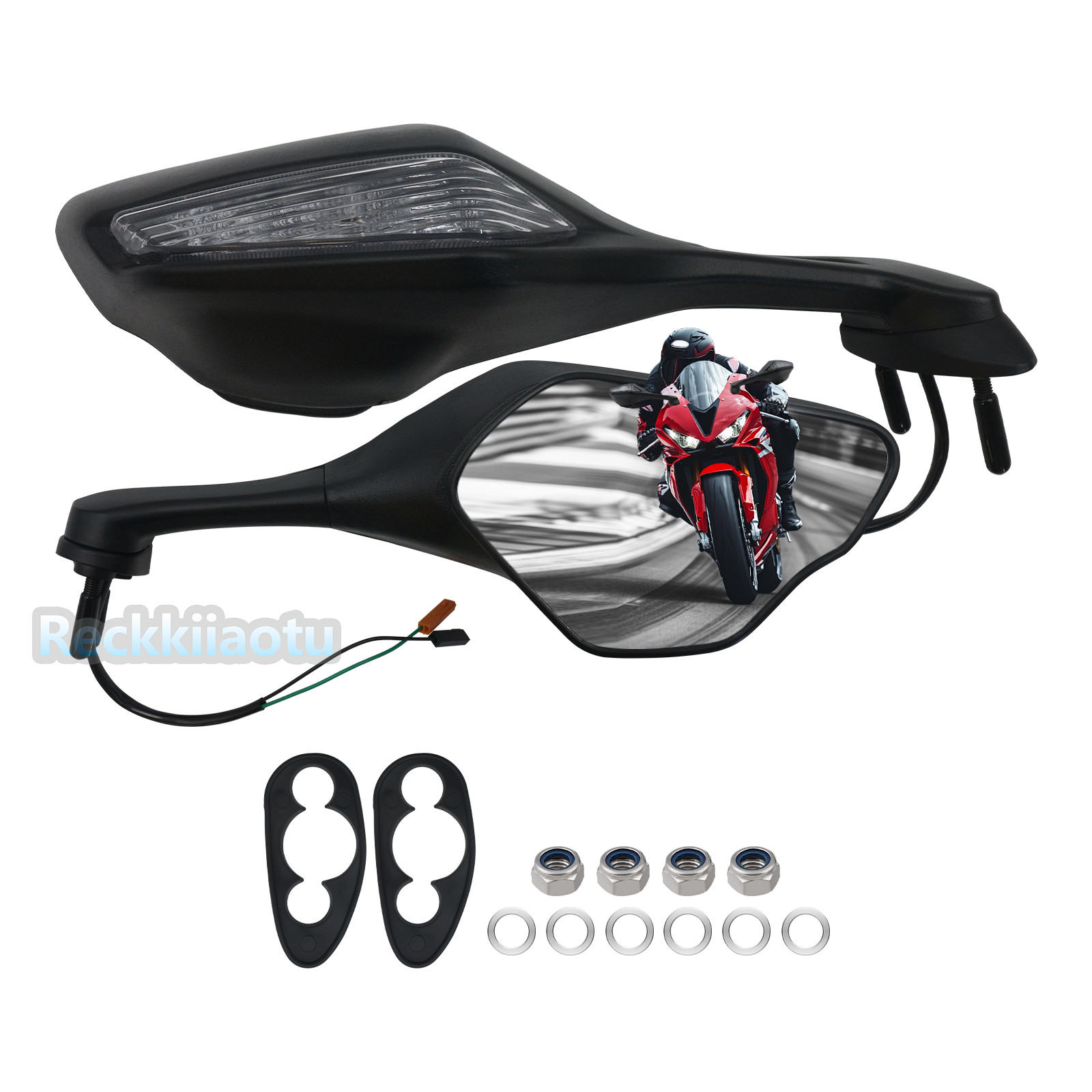 1 Pair of RearView Mirrors LED Turn Signals Fit For Honda CBR1000RR 2017-2024 US