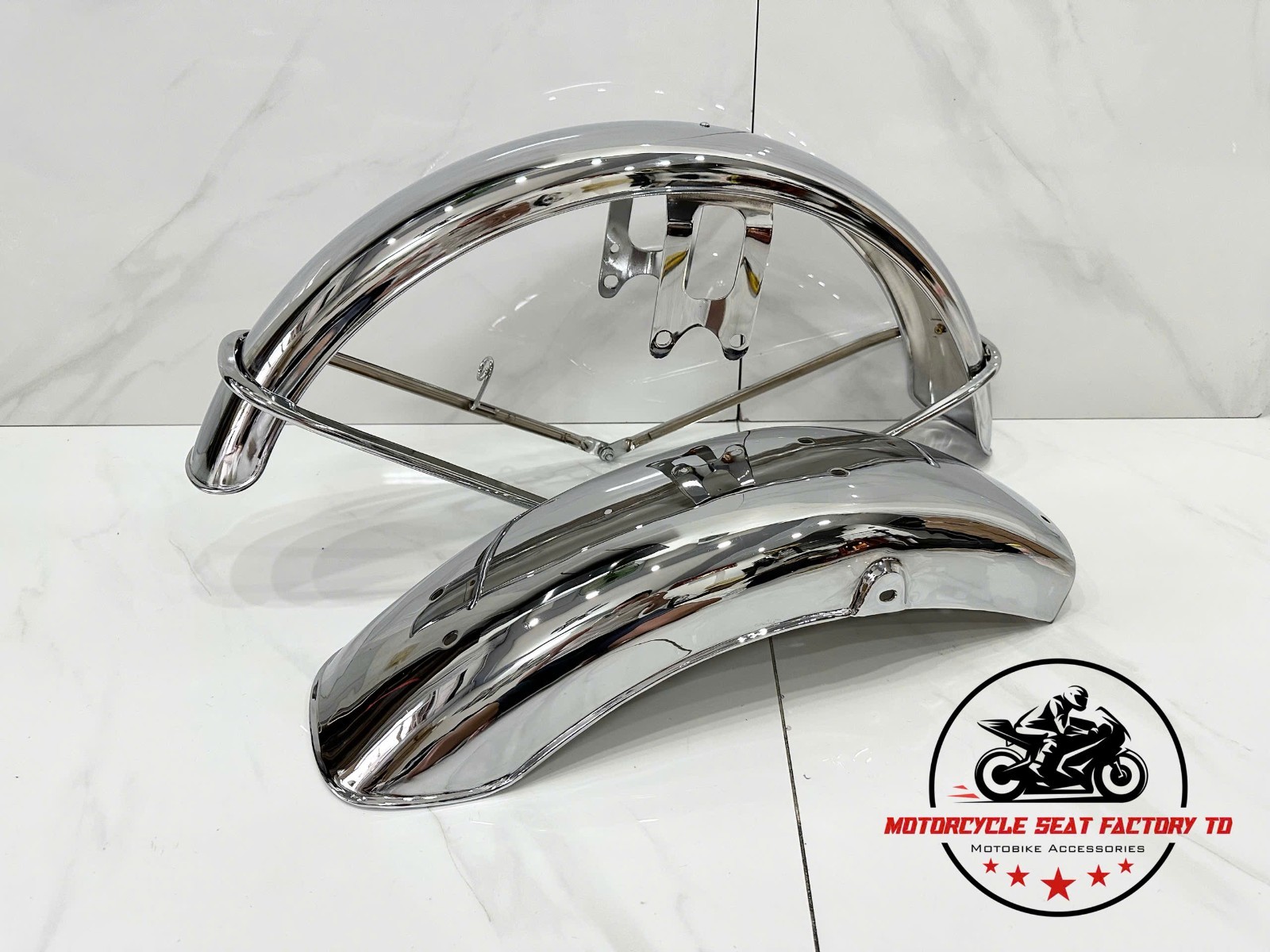 Front &Rear Fender Set for Suzuki GT750 Chrome 53100-31702 Rep 63113-31000.72-77