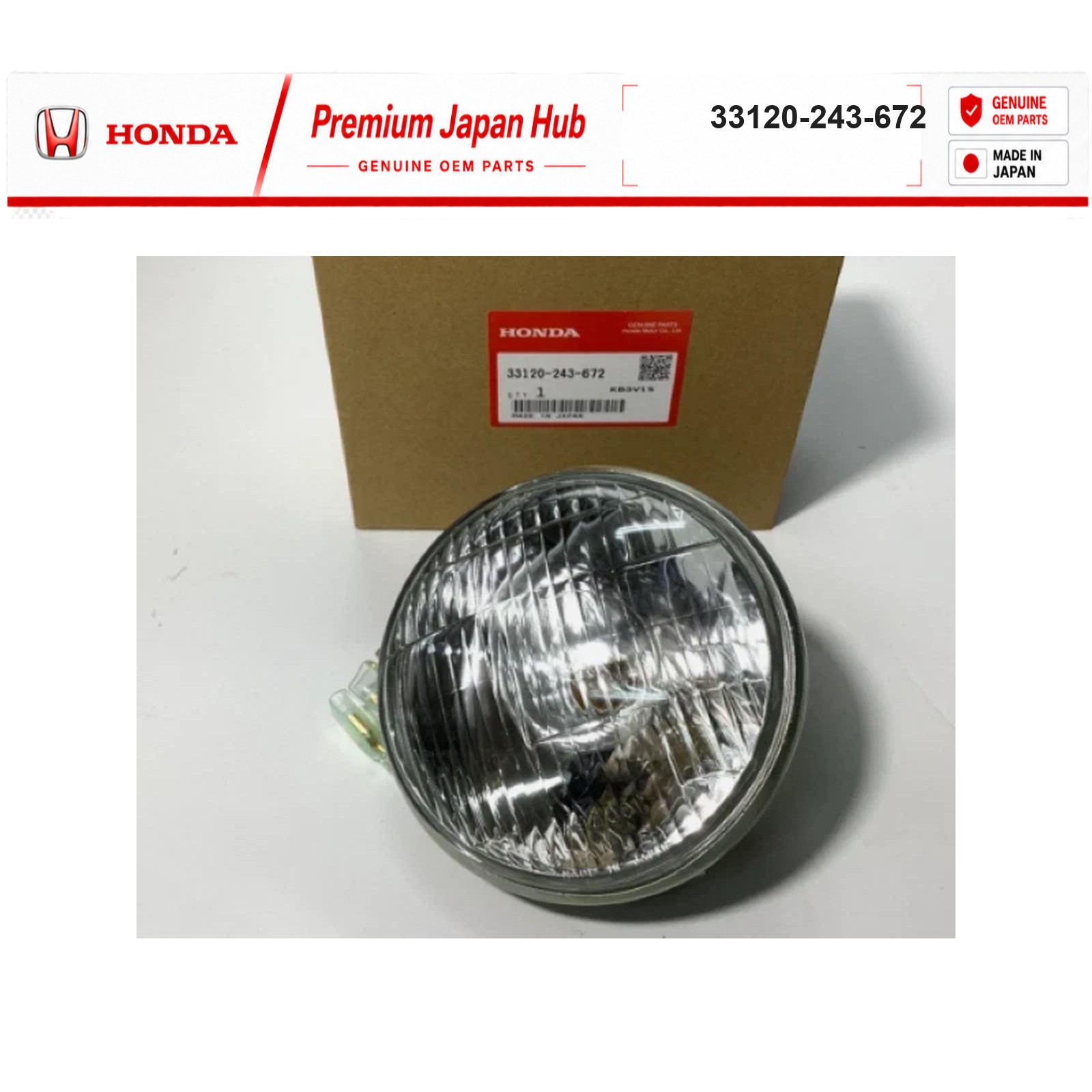 HONDA 33120-243-672 Vintage CB100 CB125 CB175 ST90 Headlight Unit Beam Lens