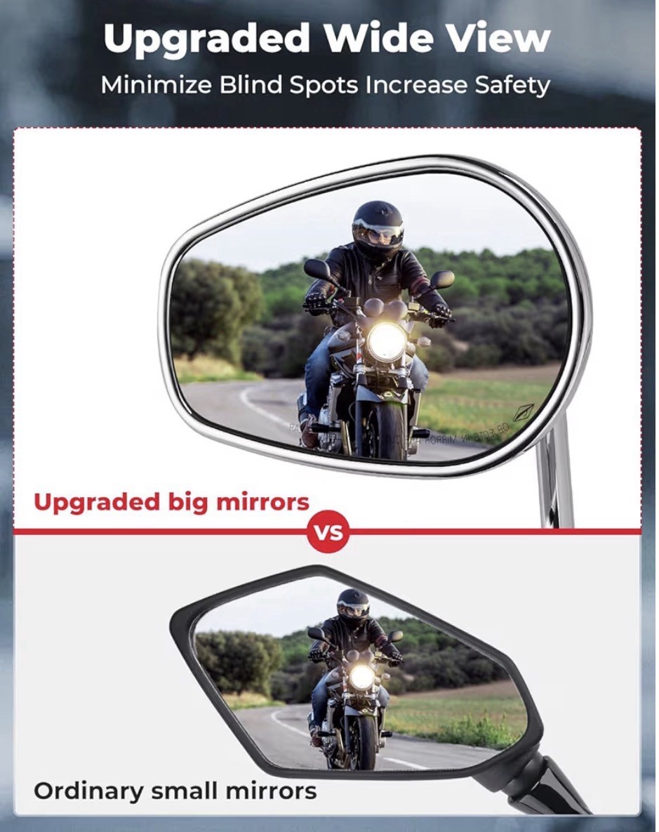 KEMIMOTO Motorcycle Mirrors M8 Rear View Side Handlebar Mirrors 360 Degree Adj.