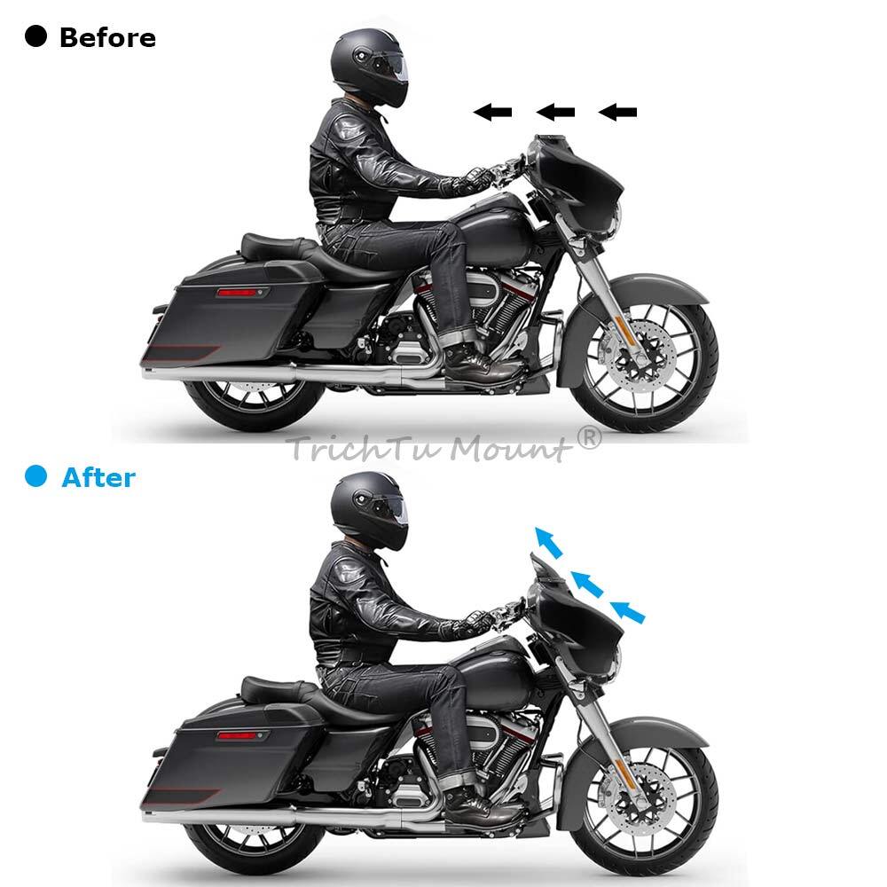 Black 7″ Wave Windshield Windscreen For Harley Touring Electra Glide 2014-2023