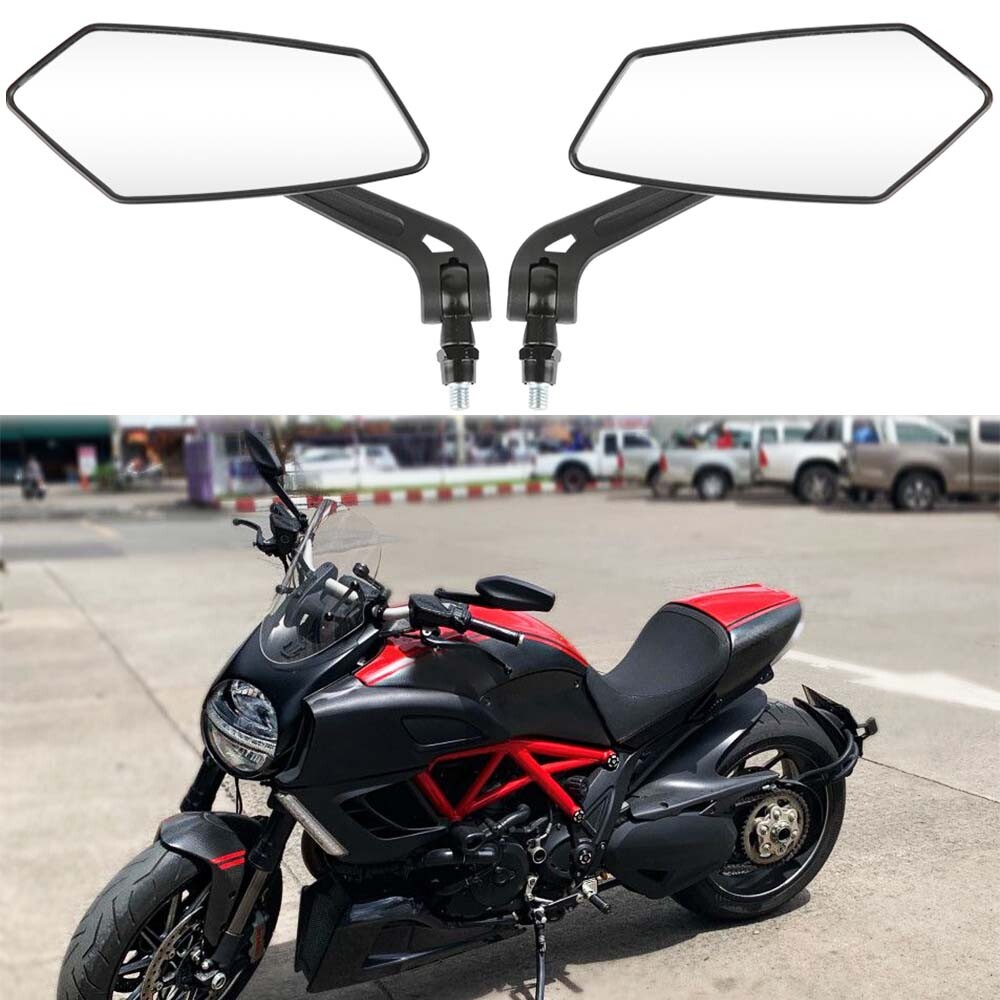 2x Black Motorcycle Rear View Mirrors 8mm/10mm For Ducati XDiavel Diavel 1260/V4