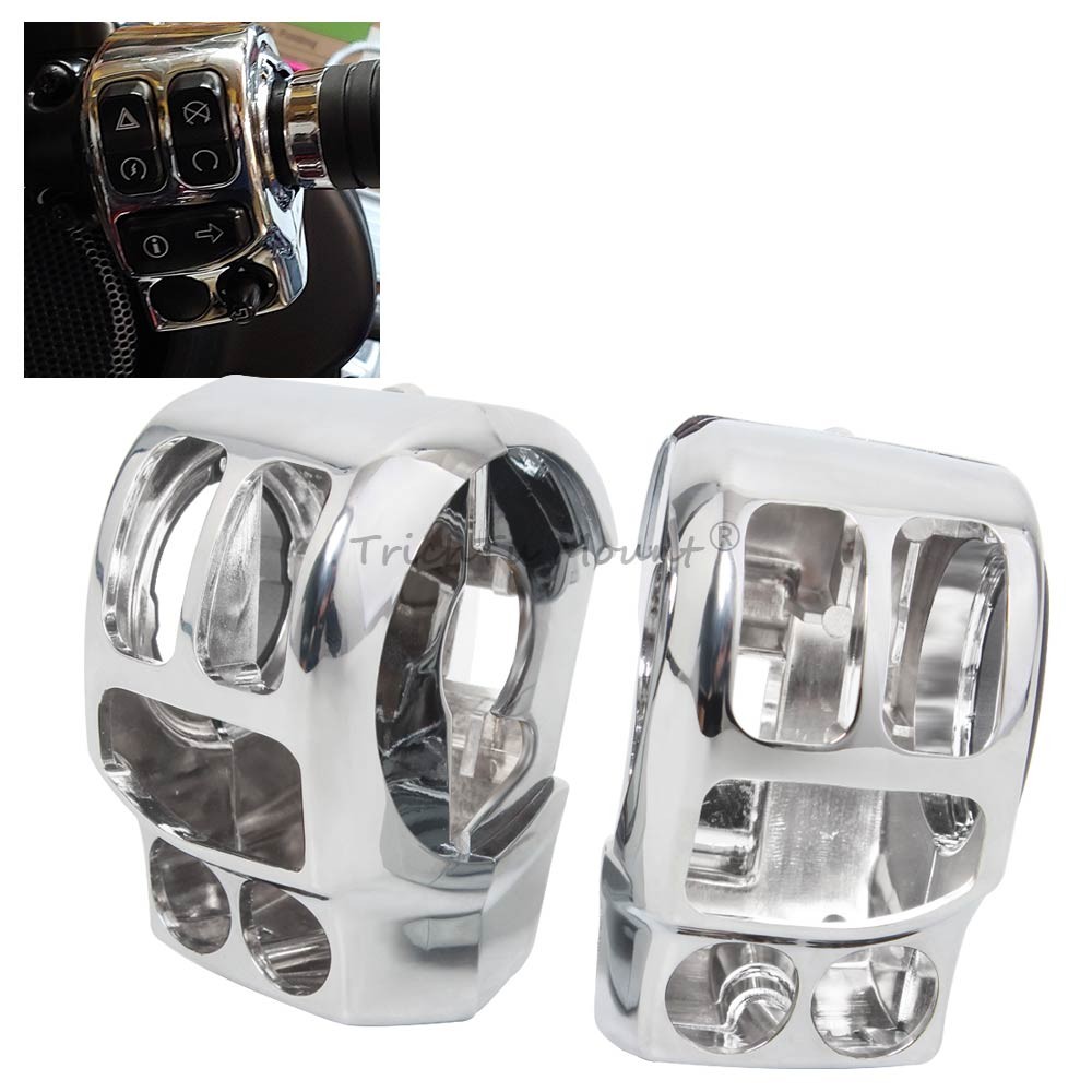 Chrome Handlebar Control Switch Housing Cover For Harley Road Glide Street Glide