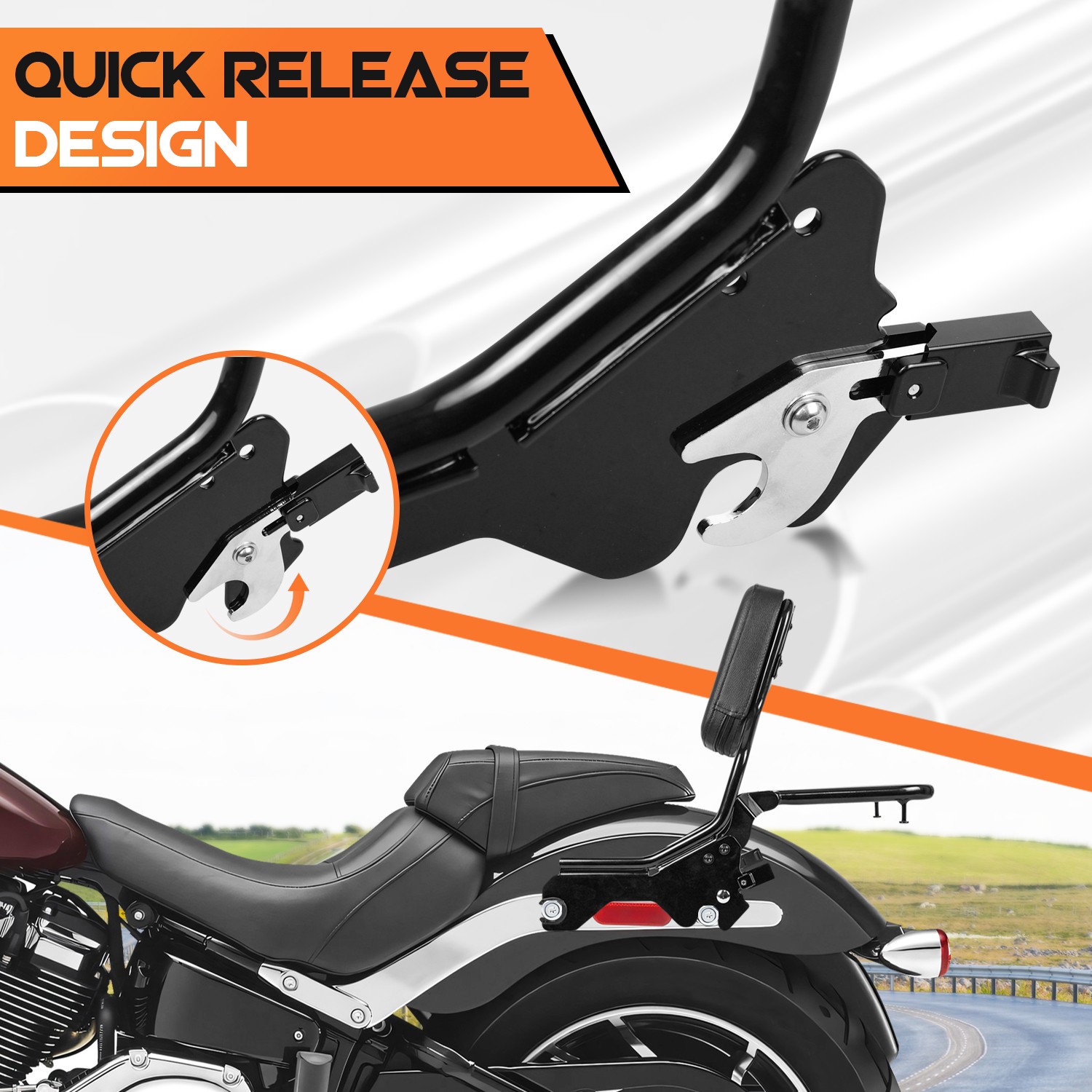 Backrest Sissy Bar Luggage Rack Detachable For Harley Low Rider FXLR 2018-2025
