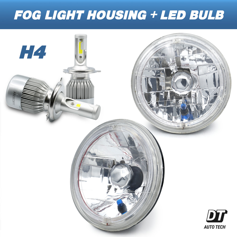 7″ inch Sealed Beam Headlight Conversion High/Low Beam Chrome + 100W H4 LED