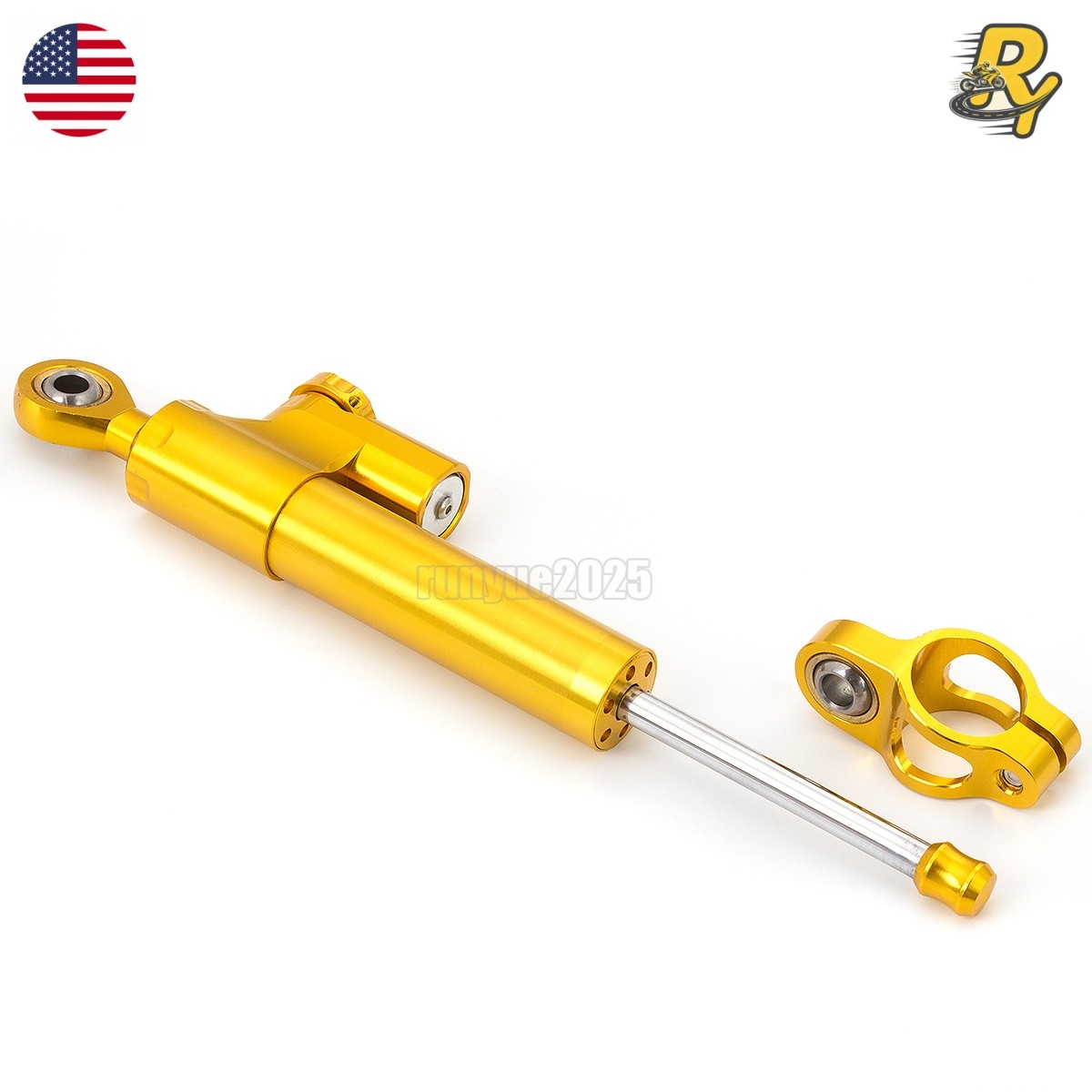 US Motorcycle CNC Steering Damper Stabilizer Adjustable Aluminum Gold Universal