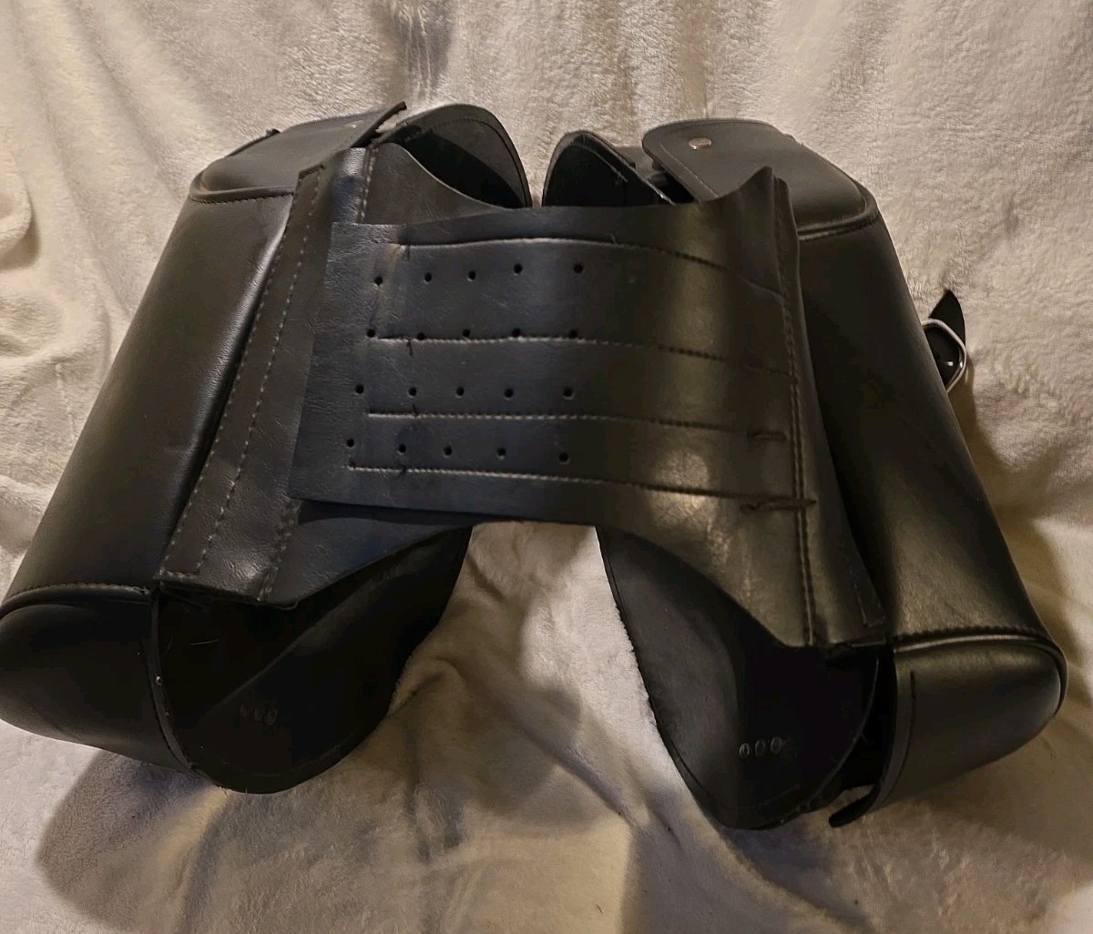 Willie & Max Universal Saddlebags Black Faux Leather Slant Throw-Over Motorcycle