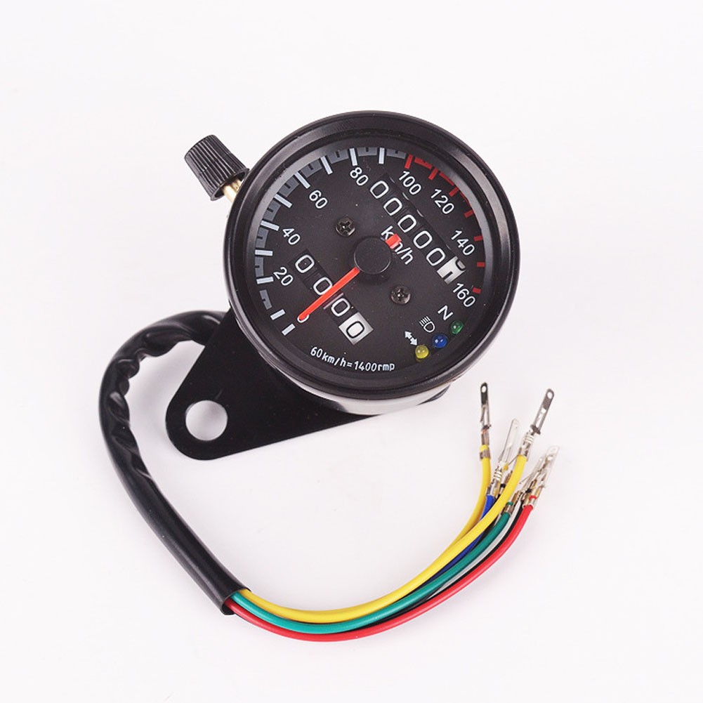 12V Universal Motorcycle Dual Odometer Speedometer 0-160km/h Gauge Meter Black