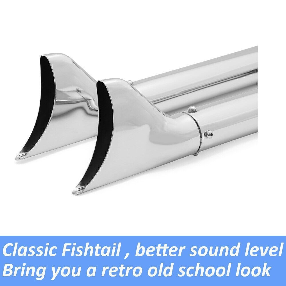 33IN. Slip on Fishtail Mufflers Exhaust Pipes Softail Heritage Deluxe 2007-2017