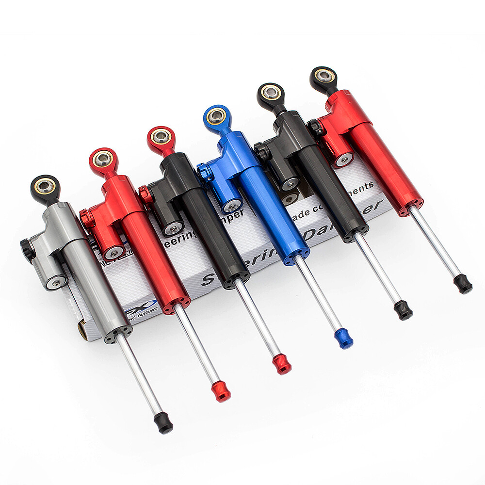 CNC Universal Steering Damper Stabilizer Linear Reversed Control Silver&Red