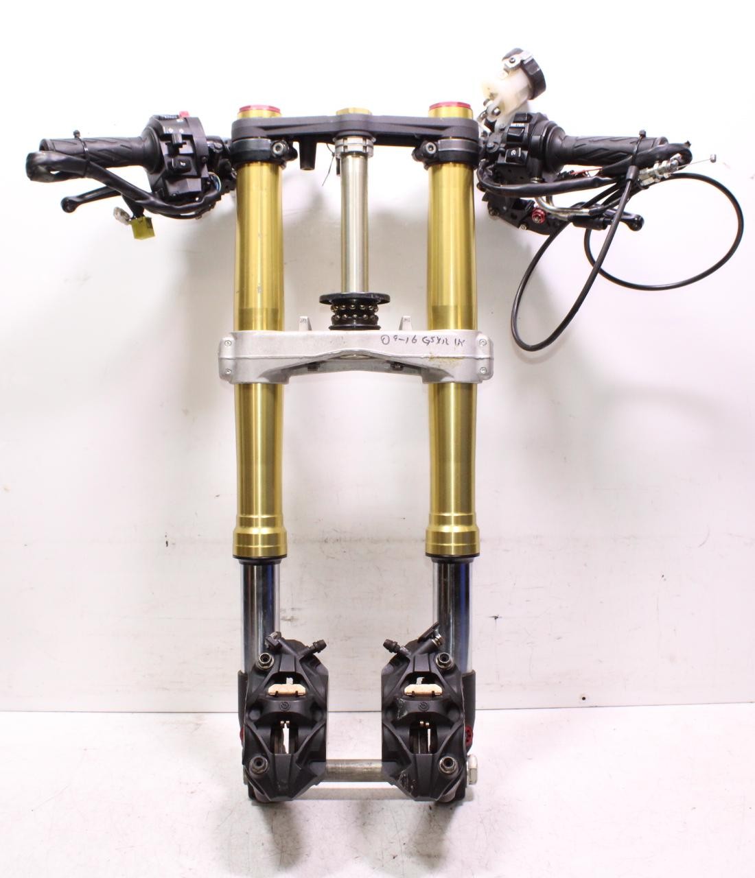 09-16 SUZUKI GSXR 1000 FRONT END FORKS SUSPENSION HANDLEBARS TRIPLE TREE