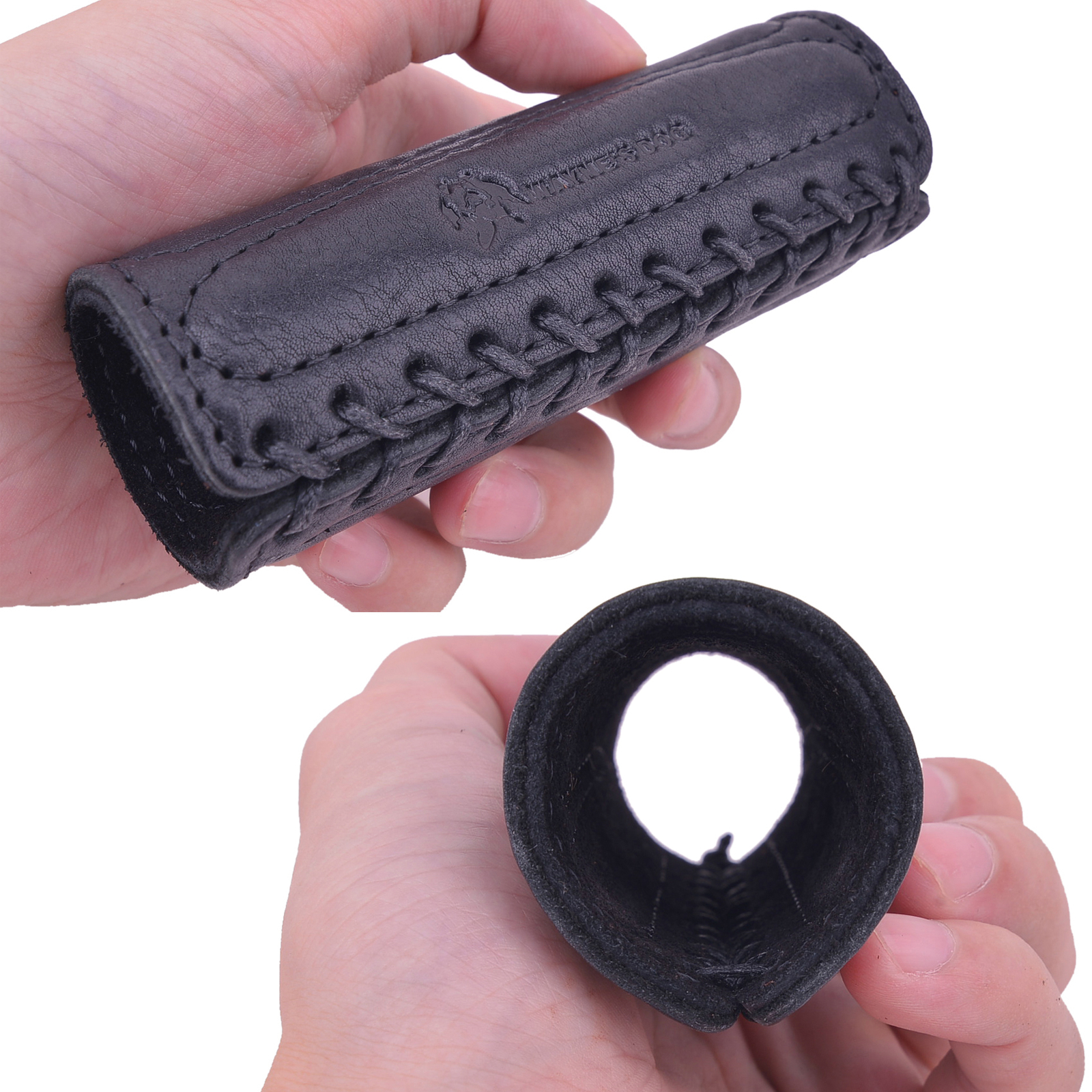 Handmade Cowhide Leather Motorcycle Handlebar Grips Cover Grip Tape Protector