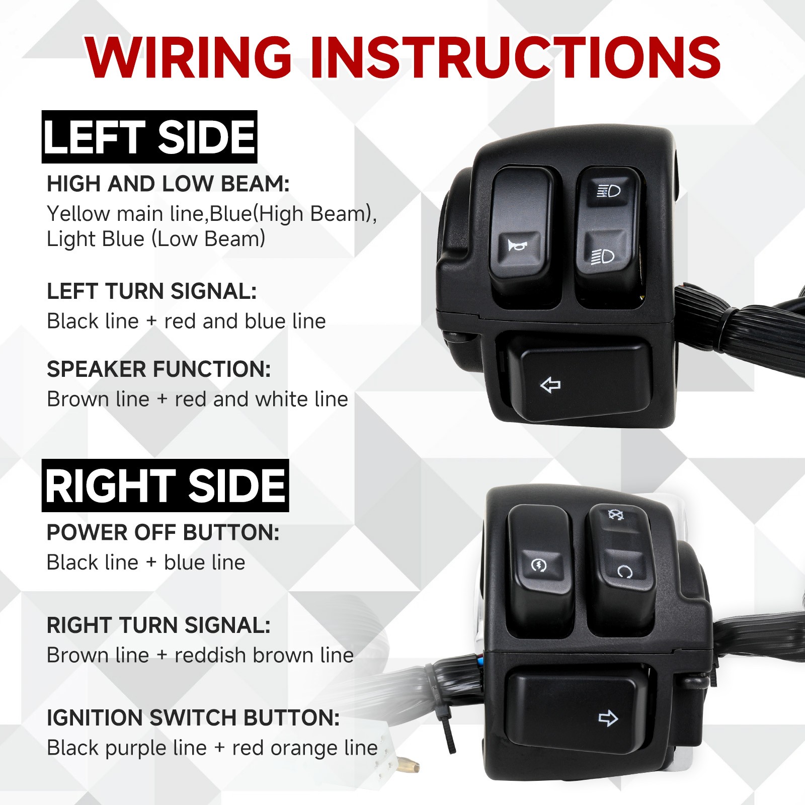 1″ 25mm Handlebars Control Switches +Hand Grips For Harley Sportster XL 883 1200