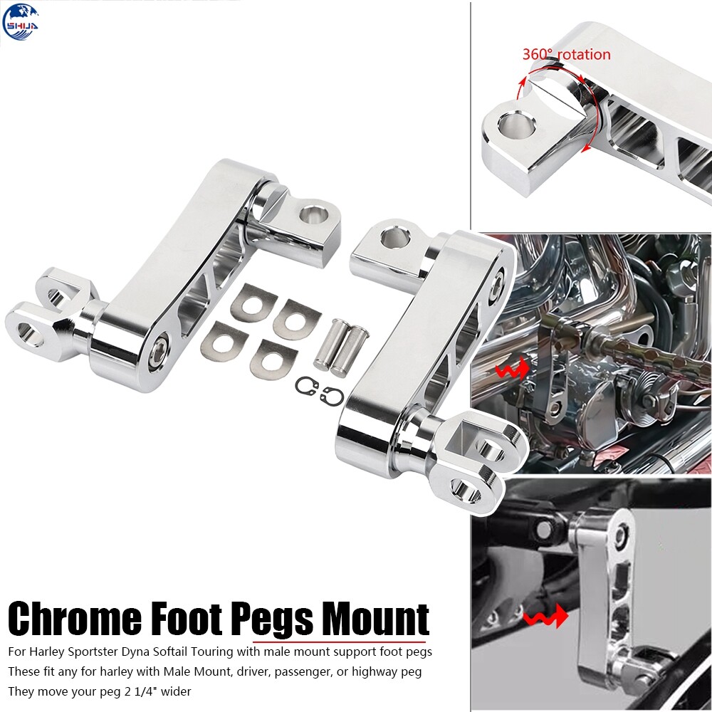 Chrome Foot Peg Male Mount Extensions For Harley Sportster XL 883 1200 Road King