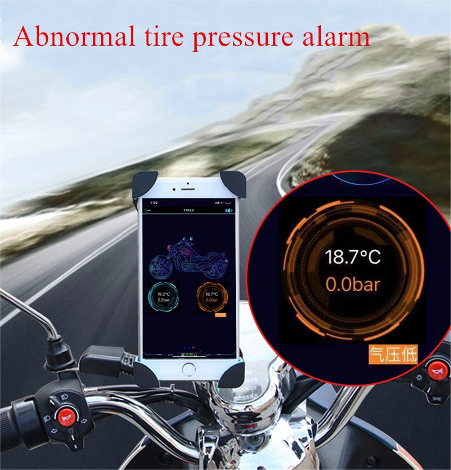 TPMS Bluetooth 5.0 Motorcycle Tire Pressure Monitor System & 2 External Sensor