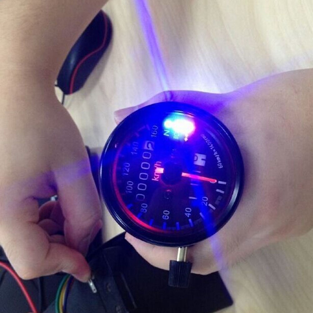 12V Universal Motorcycle Dual Odometer Speedometer 0-160km/h Gauge Meter Black