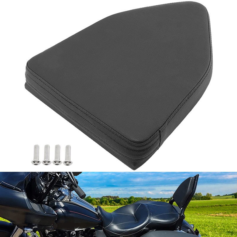 Black Passenger Backrest Sissy Bar Pad For Harley Touring Suzuki Kawasaki Honda