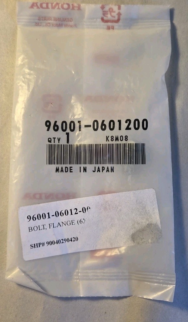 Honda OEM Flange Bolt 6x12mm 96001-0601200 Genuine Factory New