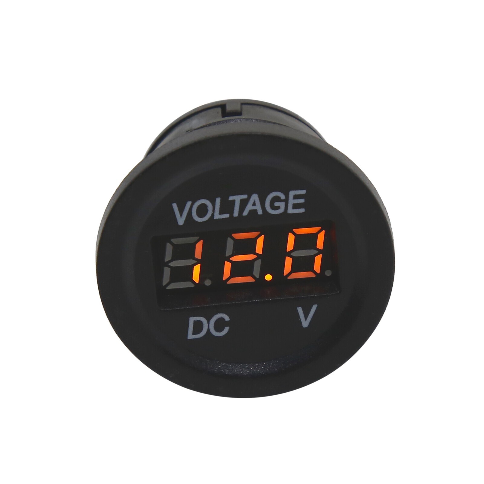 Motorcycle Car DC 12V 24V Voltmeter Orange LED Light Digital Round Panel