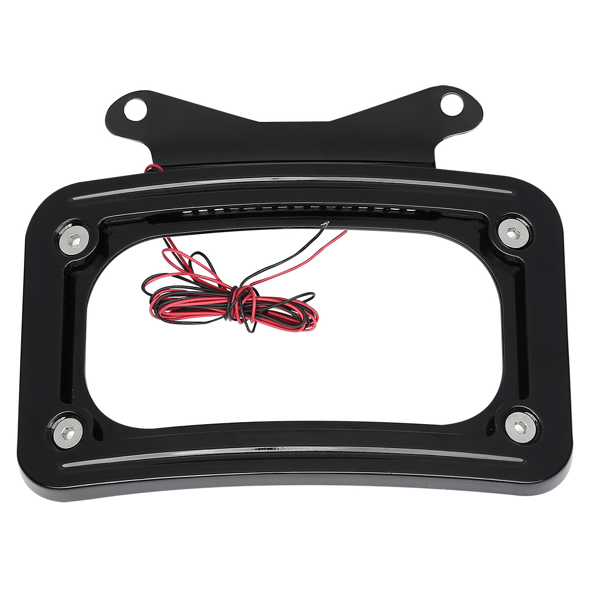 Black Curved License Plate Frame LED Light For Harley Road King Street Glide US