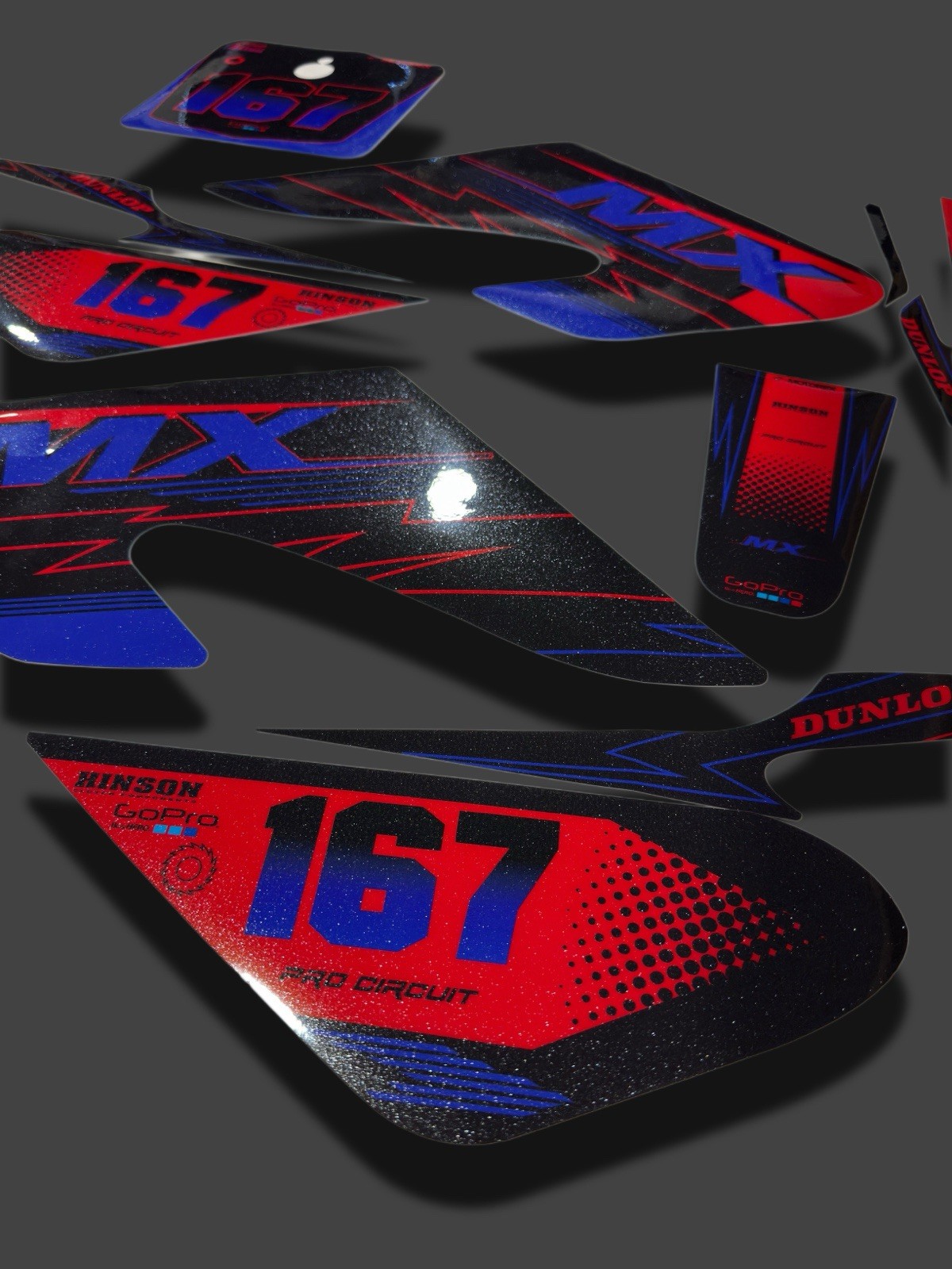 RAZOR MX500 650GRAPHICS KIT DECALS THICK AND HIGH GLOSS ( SPARKLE FINISH)