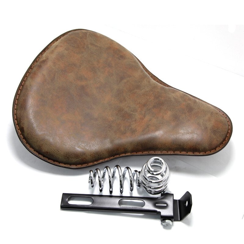 Brown Motorcycle Leather Solo Seat Custom Fit For Harley Davidson Chopper Bobber