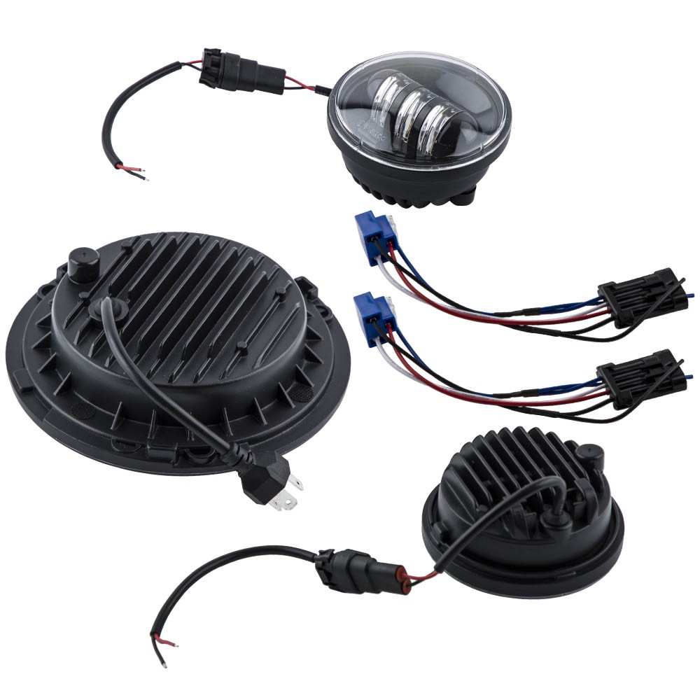 New 200W 7″ Inch LED Projector Headlight & 4.5″ Passing Lights for Motorcycle