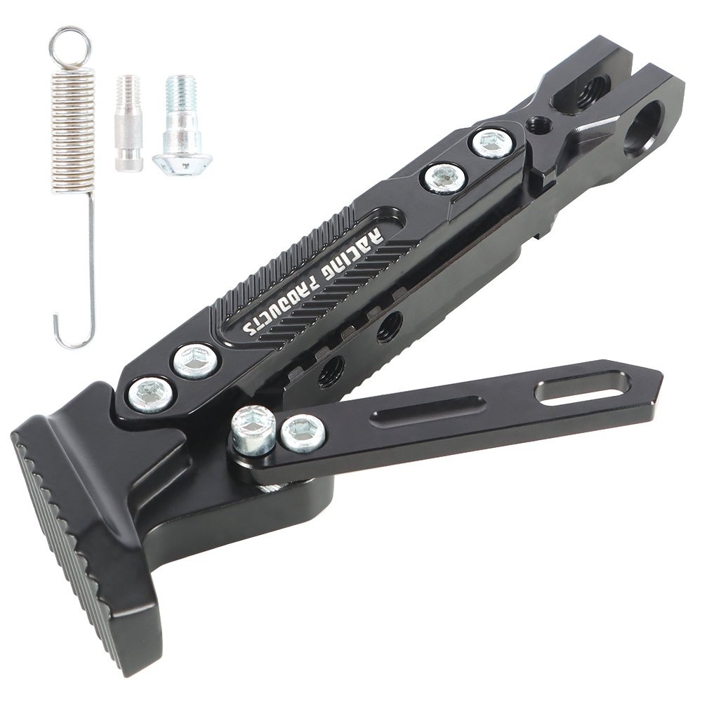 Motorcycle CNC Aluminum Alloy Adjustable Kickstand Foot Side Stand Black