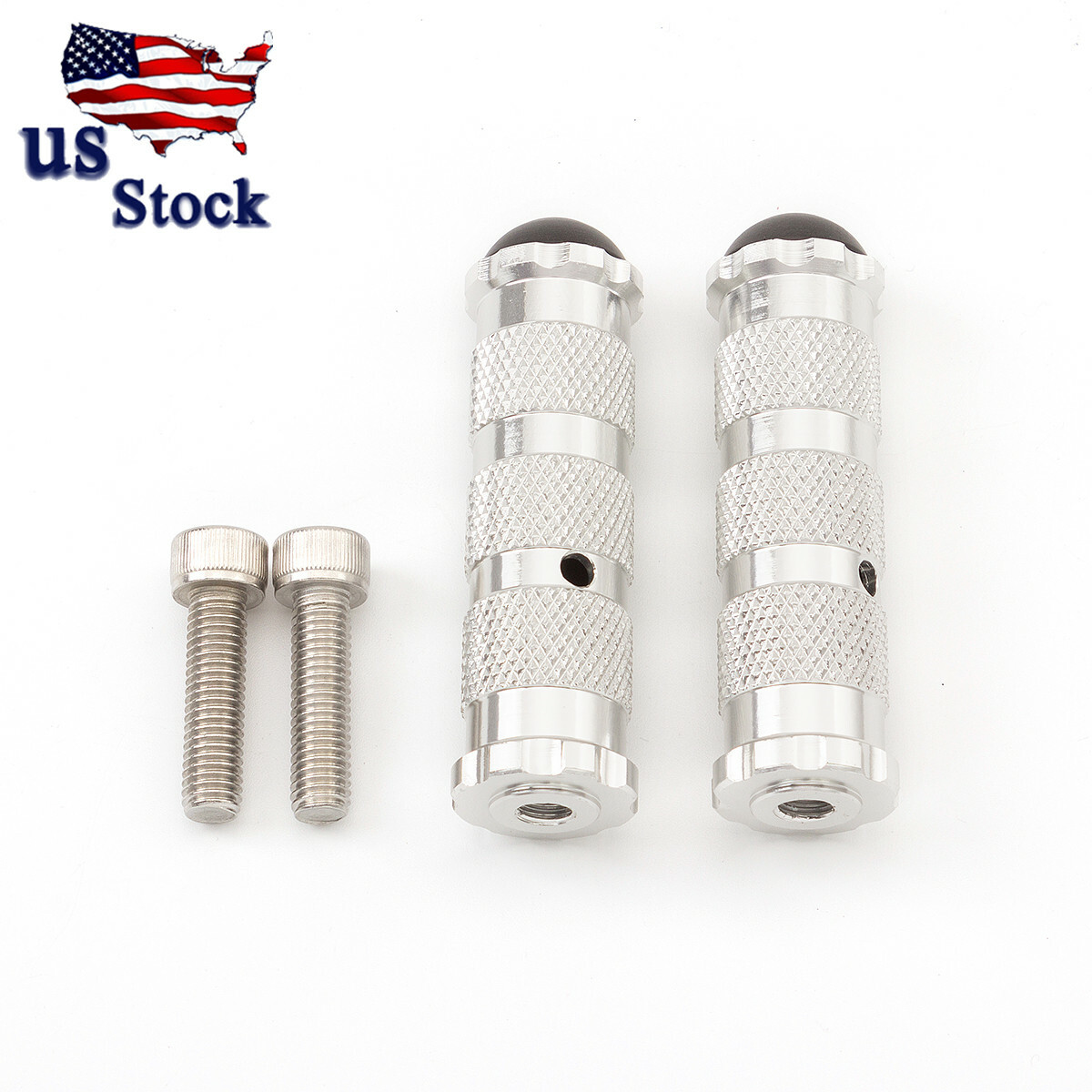 CNC Motorcycle Footrests Footpeg Foot Rests Pegs Rear Pedals Silver Universal M8