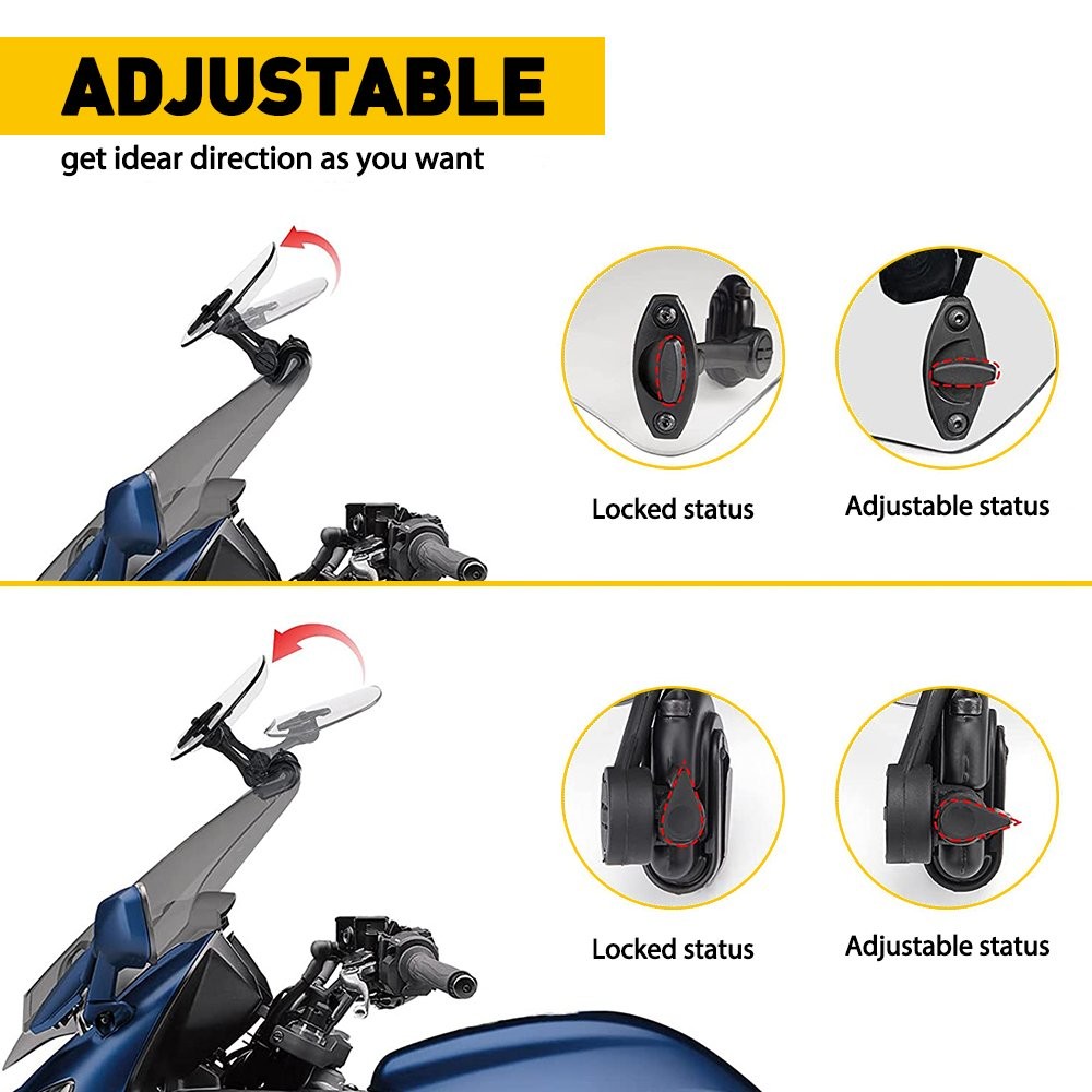 AUXITO Motorcycles Clip On Windshield Extension Spoiler Universal Windscreen EPO