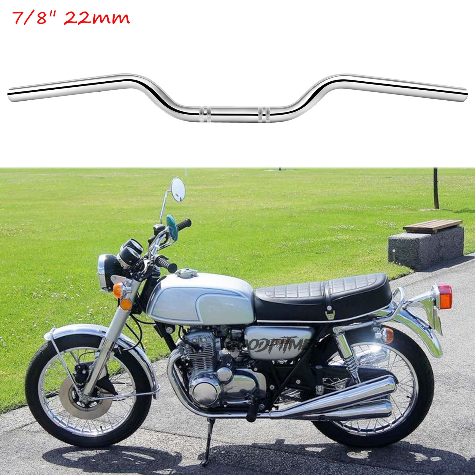 Chrome Motorcycle Handlebar 7/8″ 22mm Handle Bars For Honda CB350 CB500 CB500X