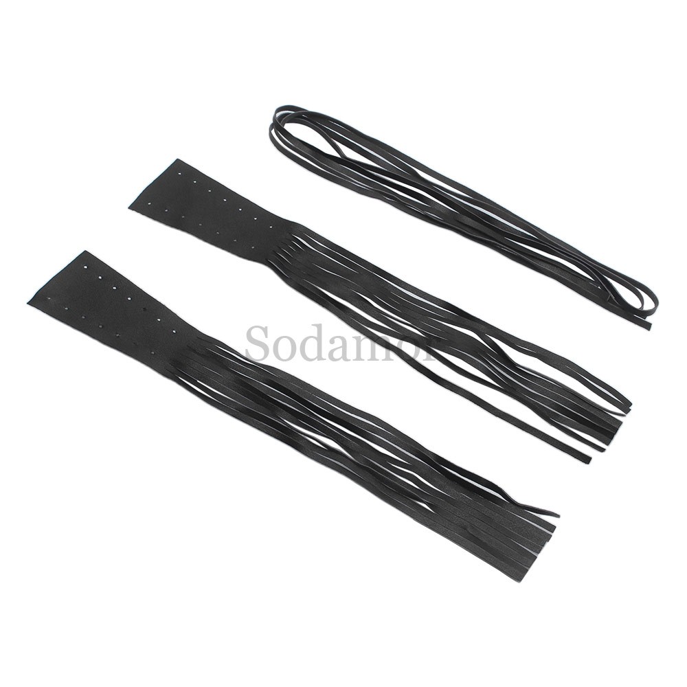 2PCS Universal Leather Brake Clutch Lever Fringe Long Tassels Grip For Harley