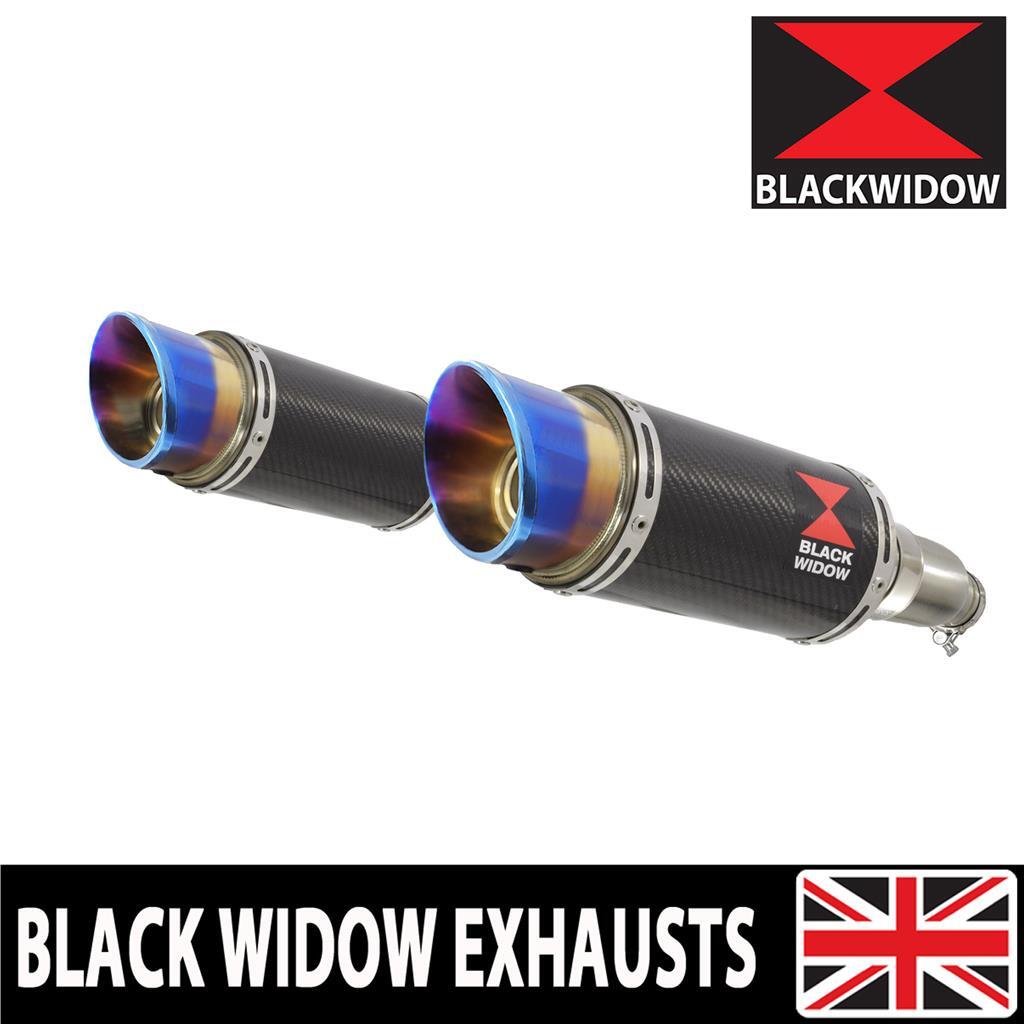 Honda CBR 1100 XX Blackbird 4-2 Exhaust Silencers 200mm Round Carbon Blue CL20R