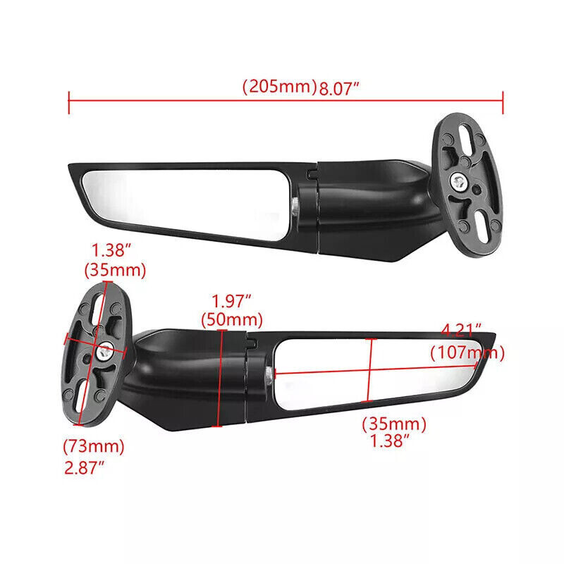 Winglets Wind Wing Rearview Side Mirror w/ White LED Light For Honda CBR1000RR