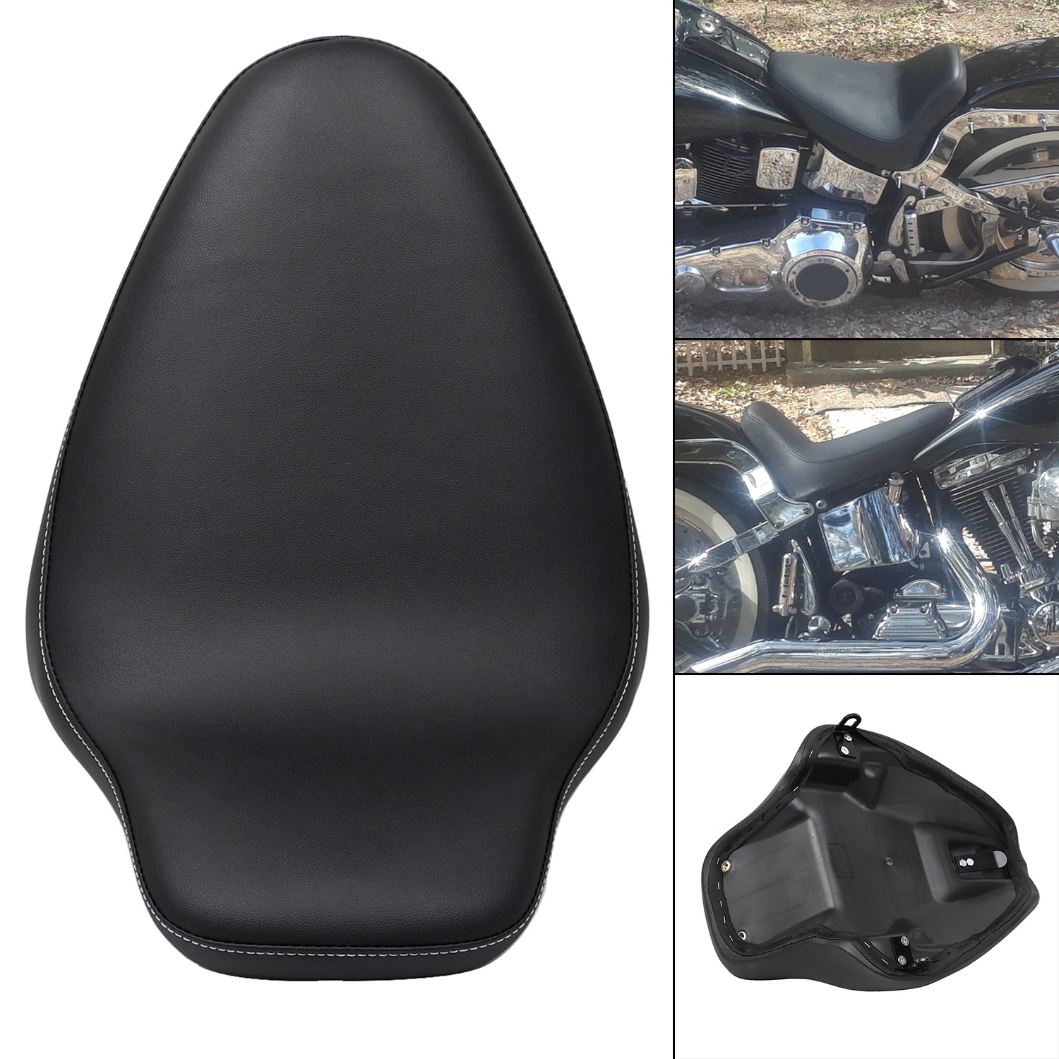 Synthetic Leather + Soft Foam Driver Rider Solo Seat For Harley Heritage Softail