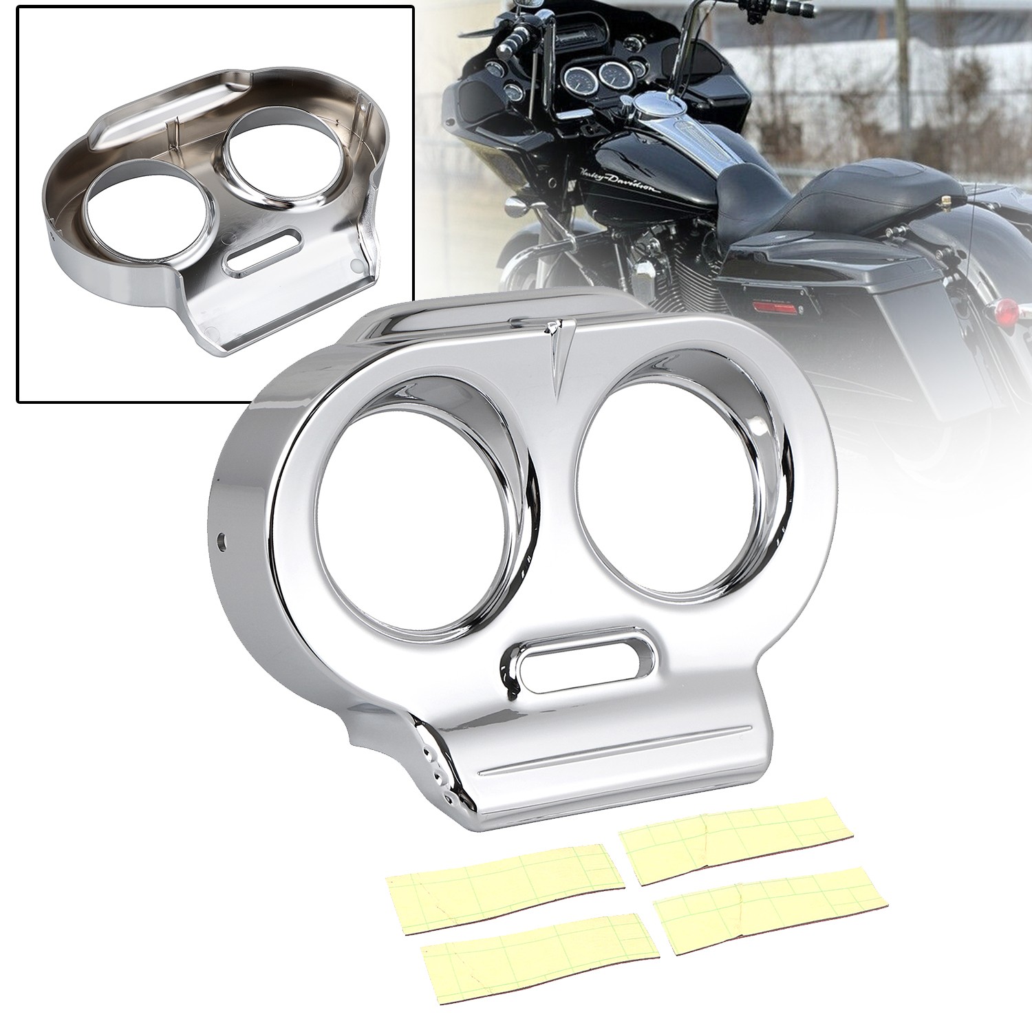 Chrome ABS Gauge Cover Nacelle Housing Fairing For Harley Road Glide 1998-2013