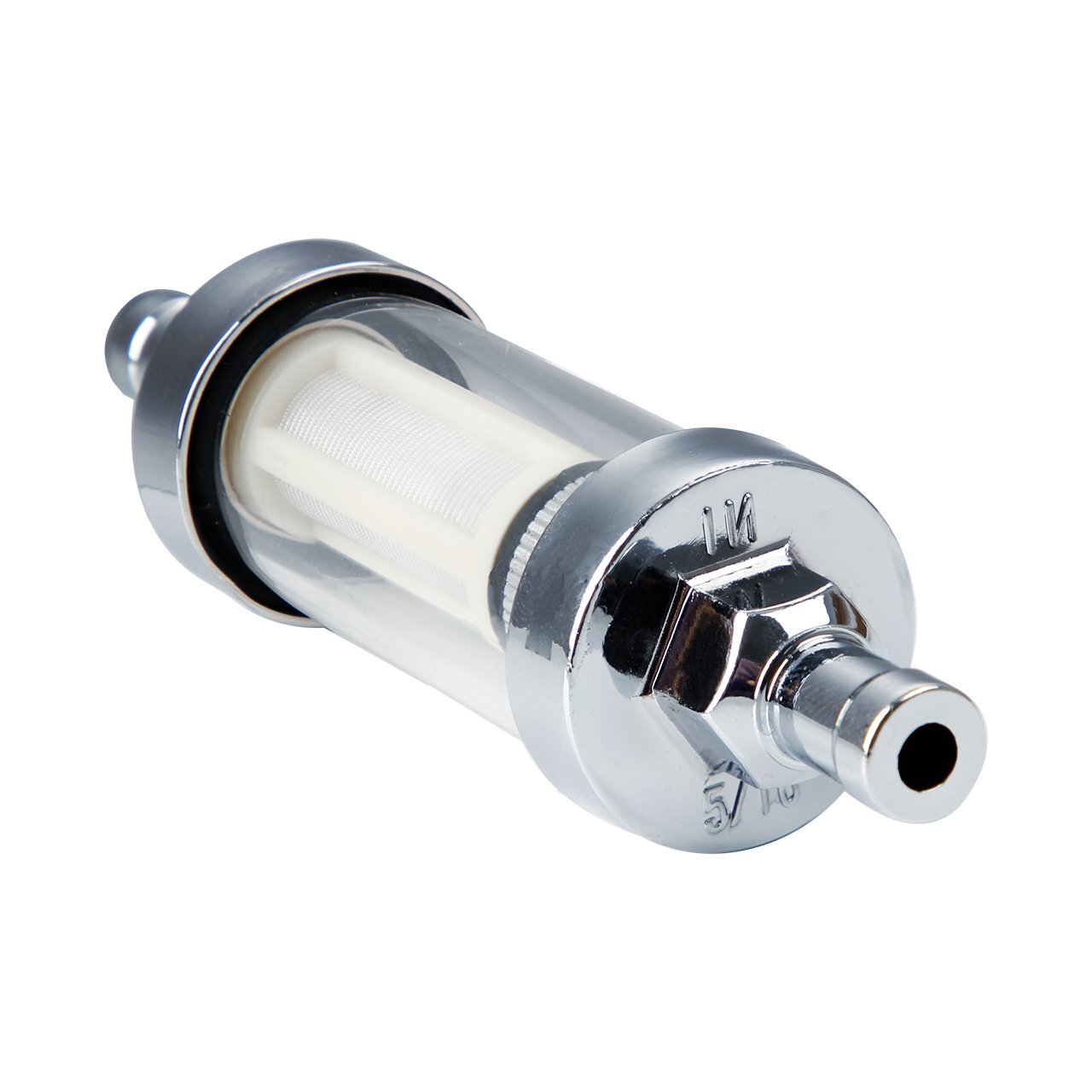 5/16″ Universal Chrome Glass Clearview Fuel Filter Petrol Diesel Inline Reusabl