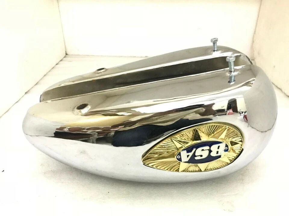 BSA A65 2 GALLON BLUE & CHROME STEEL PETROL FUEL GAS TANK+CAP 1968-1969 |Fit For