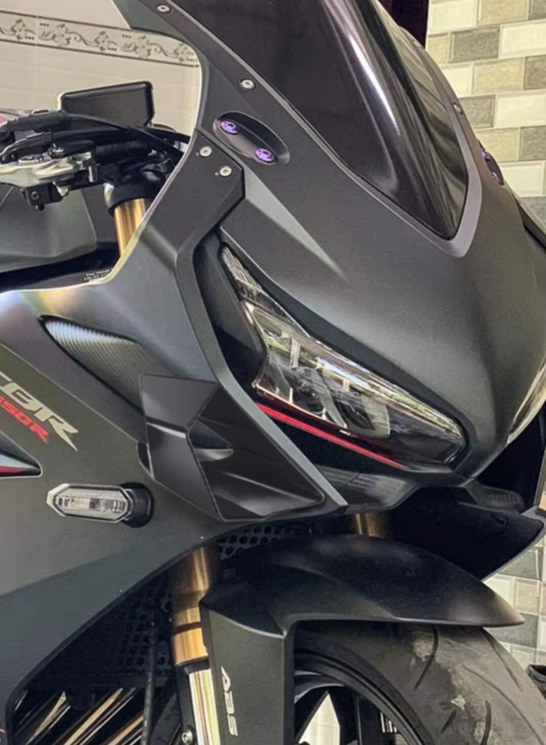 Honda CBR500R Winglet Wing Spoiler Matte Black Front Fairing
