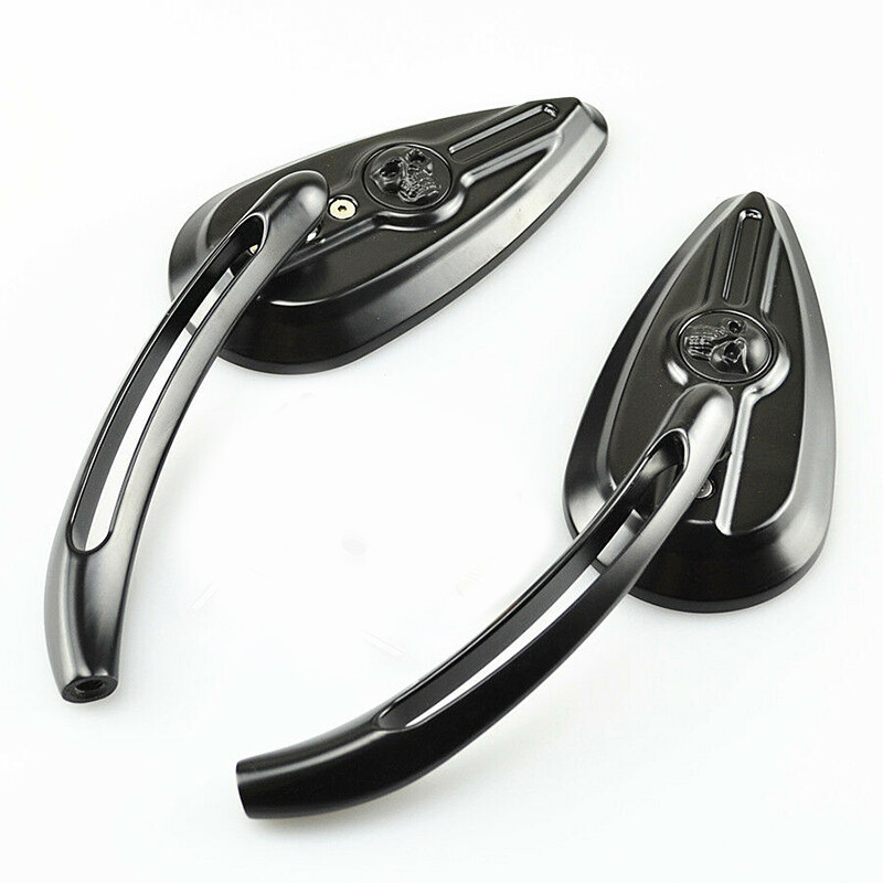 Rearview Black Mirrors Skull Teardrop for Harley Dyna Electra Glide Motorcycle