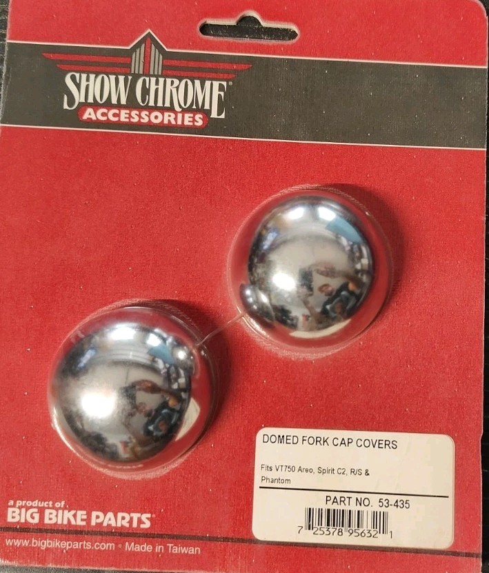 Show Chrome Accessories Domed Fork Cap Covers – 53-435